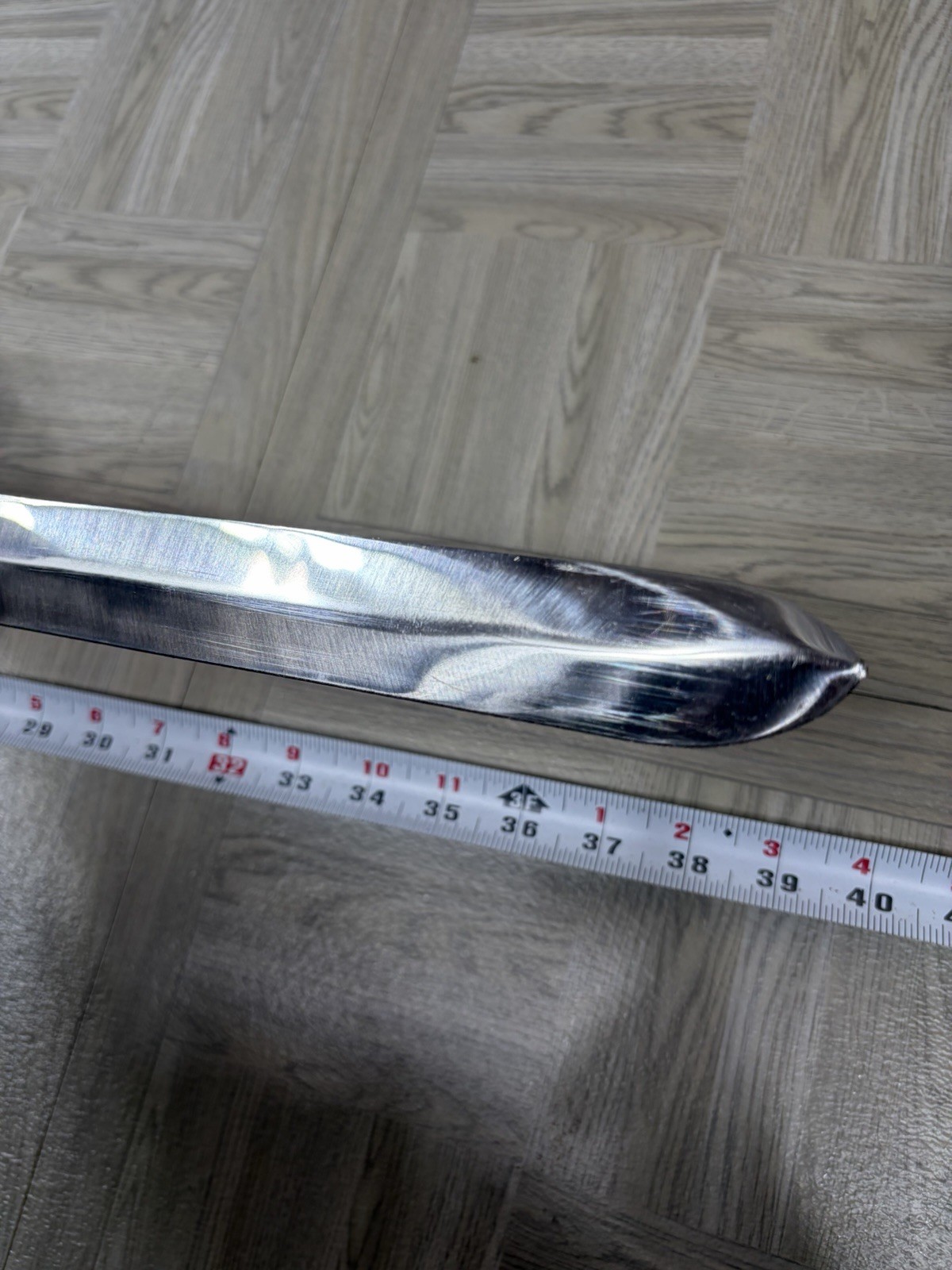 Pakistan Reproduction Battle Sword W Leather Sheath Wood Handle Metal Blade Vtg