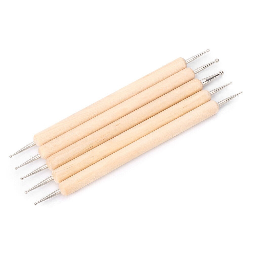 5PCS DIY Leather PMC Craft Modelling Splicing Embossing Spoon Carving Tool Kit