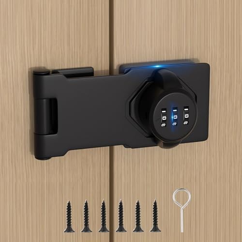 Closet Locks for Double Doors - Keyless Cabinet Lock with Code - 3 Black 1 Pack