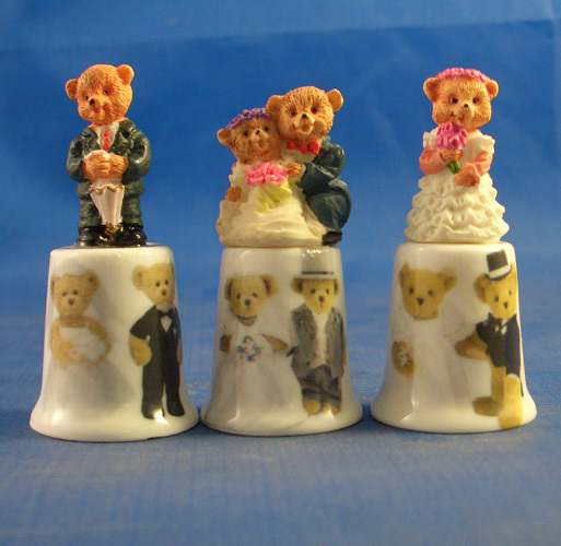 Birchcroft Thimbles -- Set of Three  -- Model Top Wedding Couples