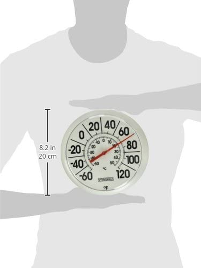 Large Outdoor Indoor Thermometer Easy Read Bold Analog Display Weather Resistant
