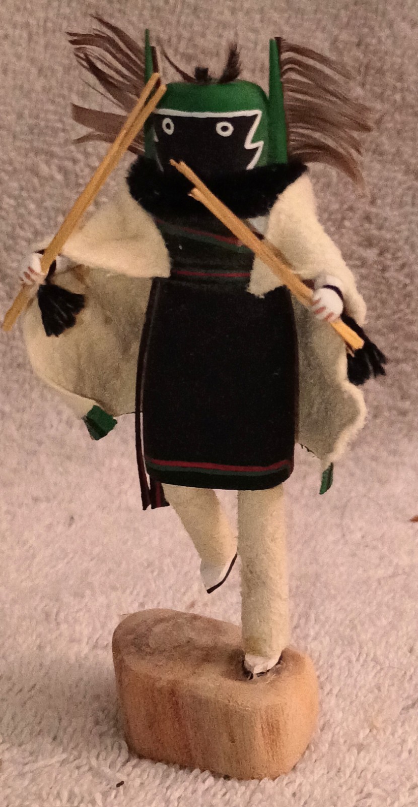 Two Miniature Hopi Kachinas Crow Mother And Bear Kachina Signed A.E. Lewis