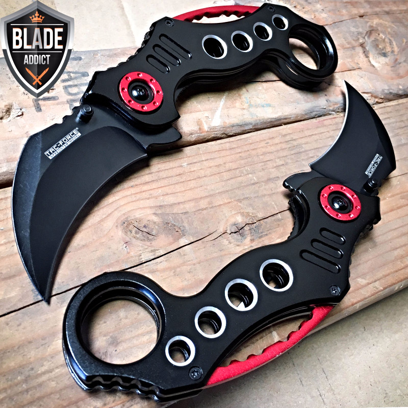 2PC 8" Tactical Spring Assisted Open Folding Pocket Knife Karambit Claw Combat