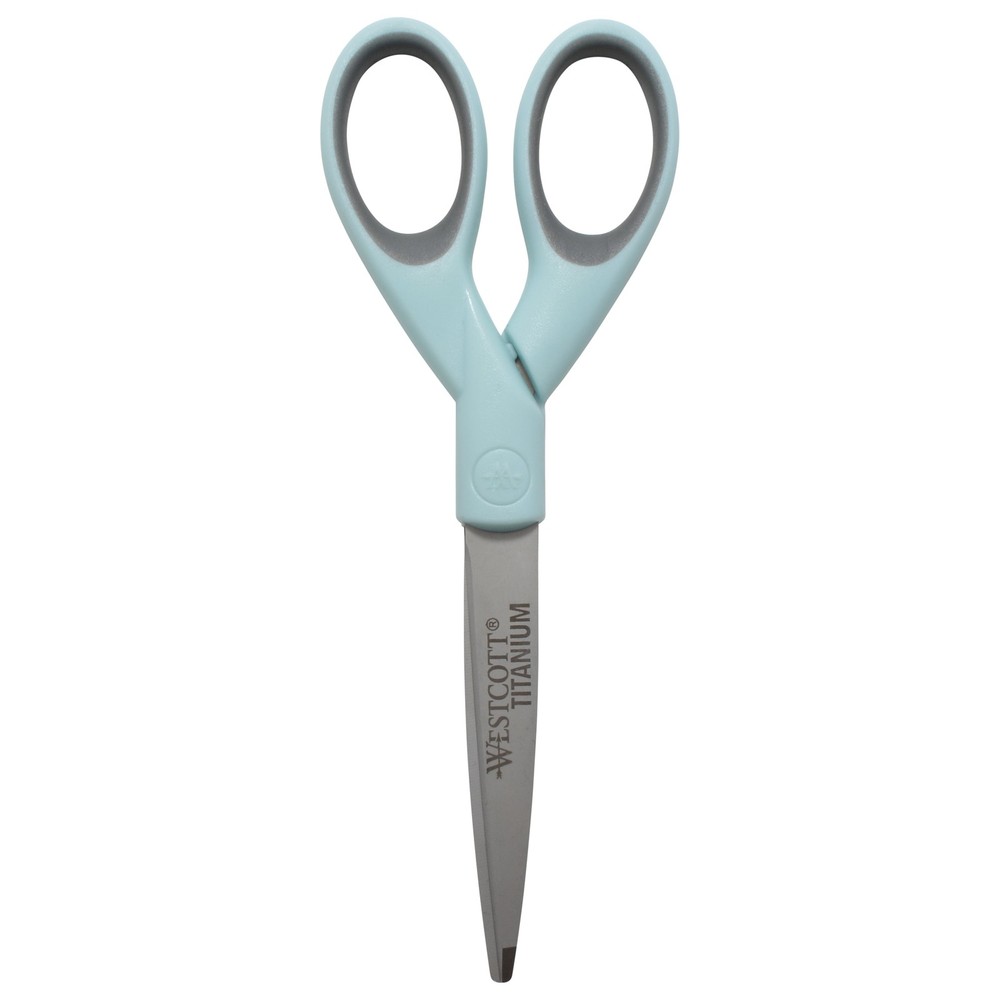 Westcott Sewing Scissors, Titanium, 7", Micro-tip, for Craft, Light Blue