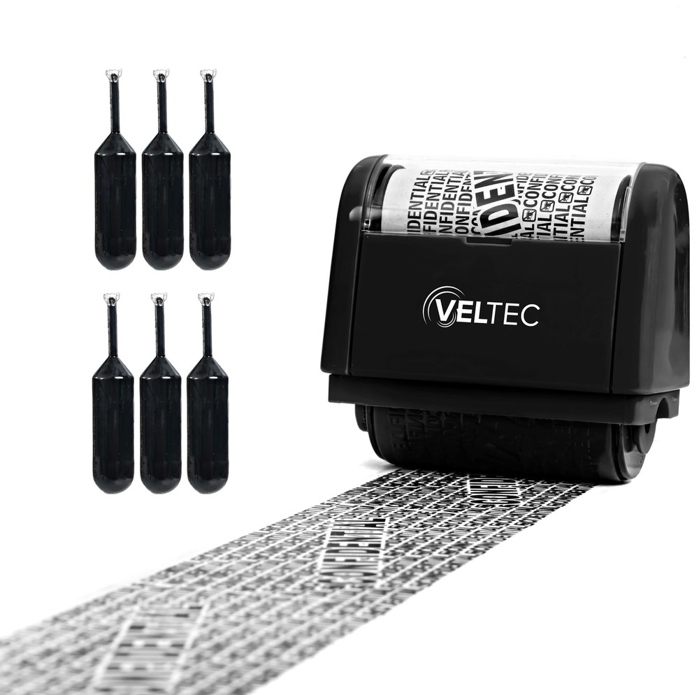 ID Protector Ink Roller - Identity Theft Protection Roller Stamp Set Black St...