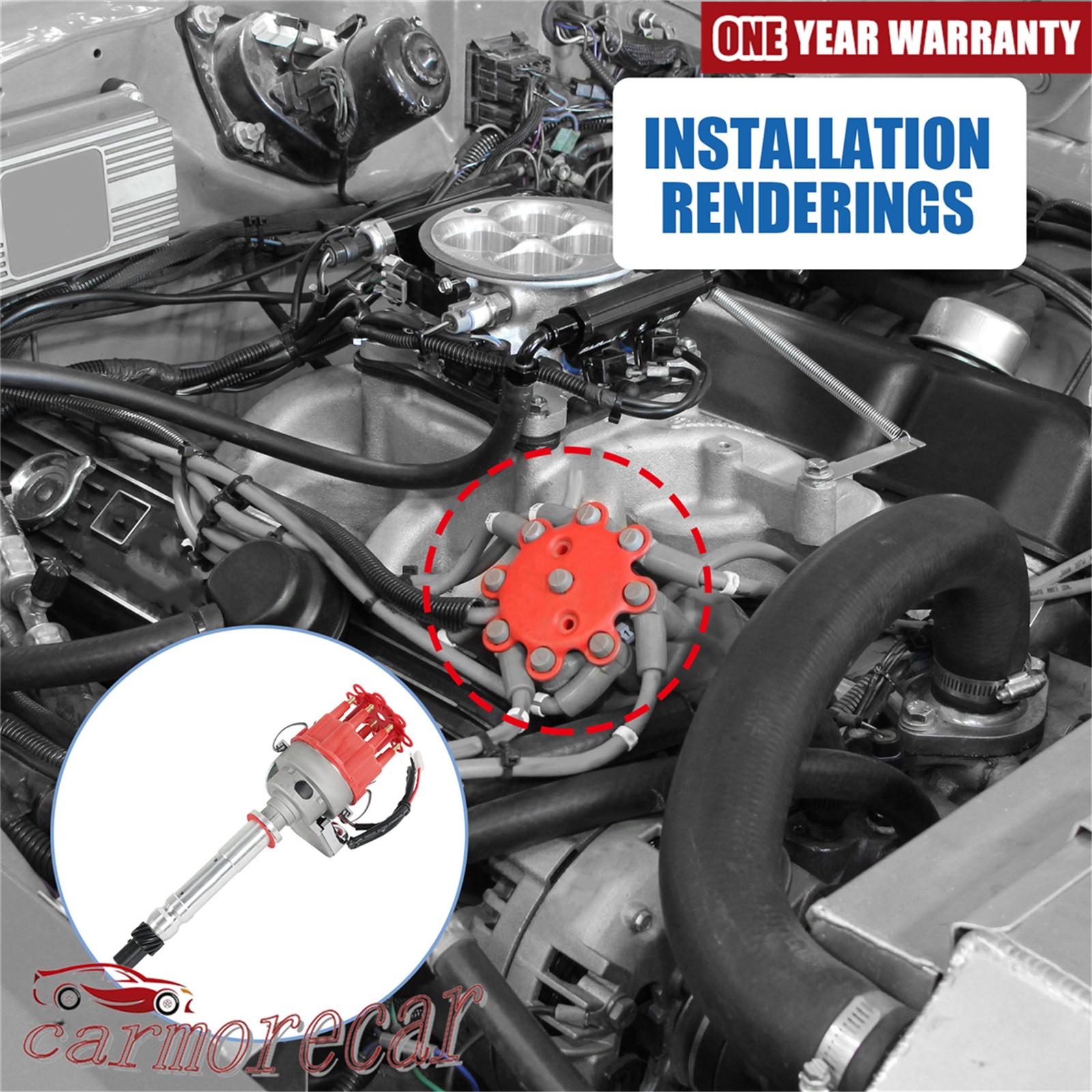 Ignition Distributor w/ Cap & Rotor for Chevy SBC BBC 283 305 327 454 350 V8 R2R