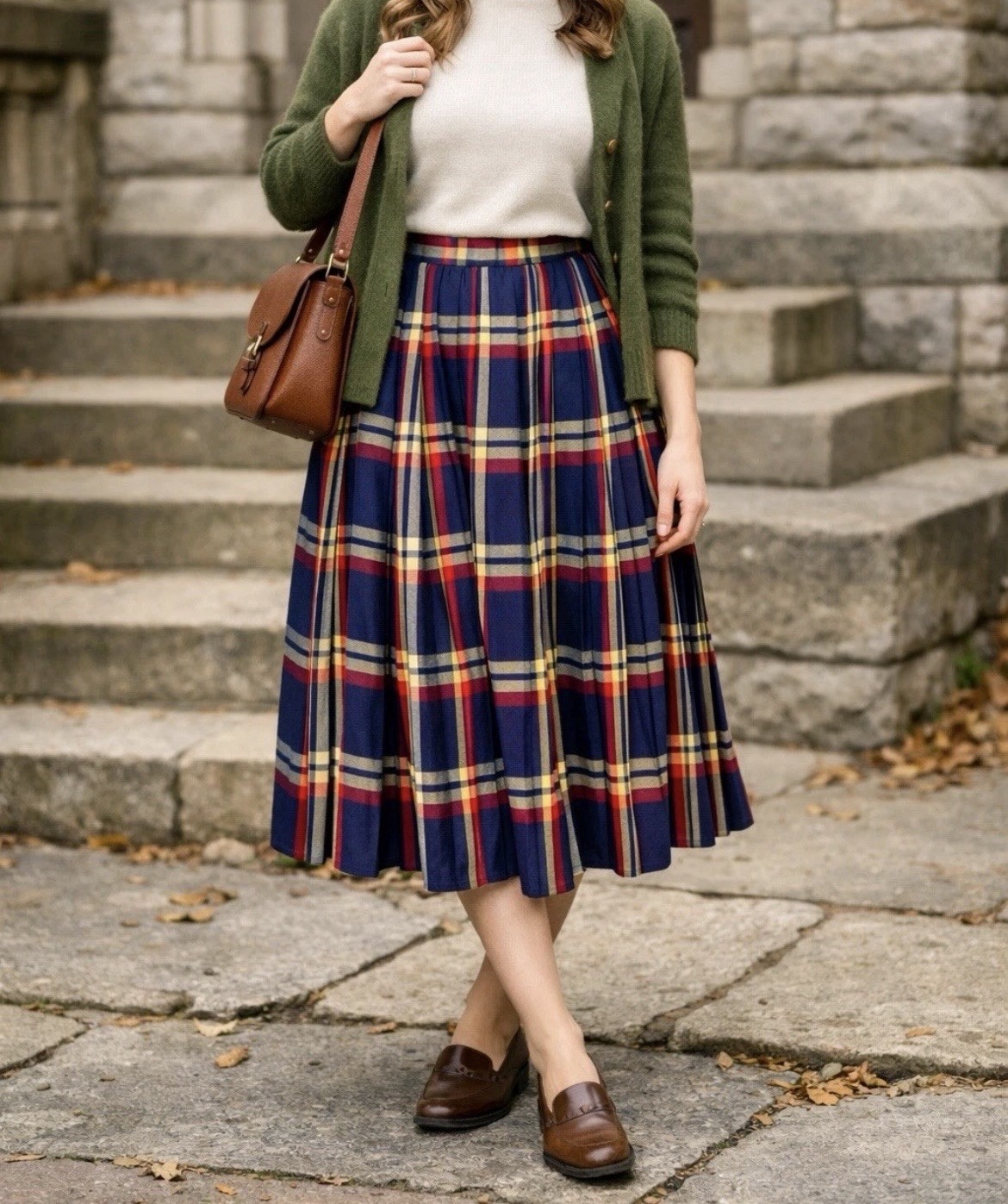 Vtg Pendleton Plaid Pleated Skirt Womens 10 USA Schoolgirl Preppy Classic