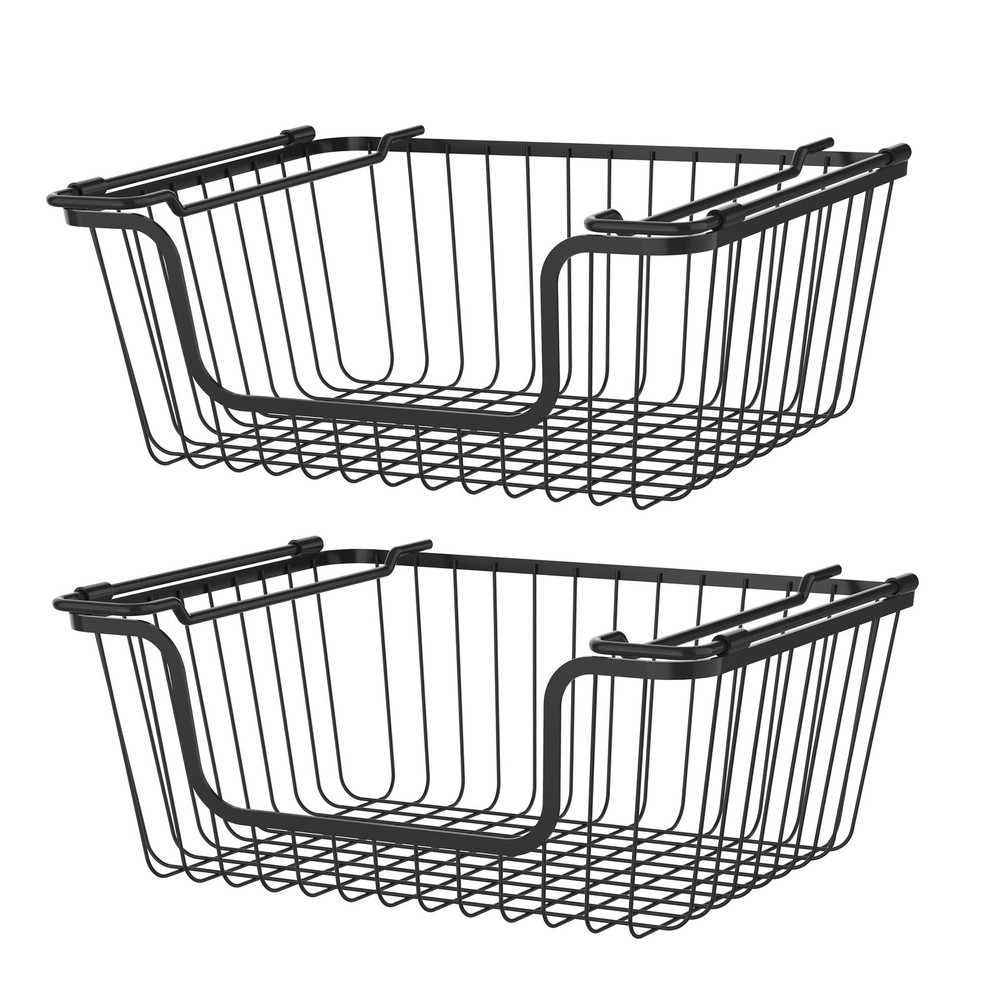Oceanstar Stackable Metal Wire Storage Basket Set for Pantry, Countertop Kitchen