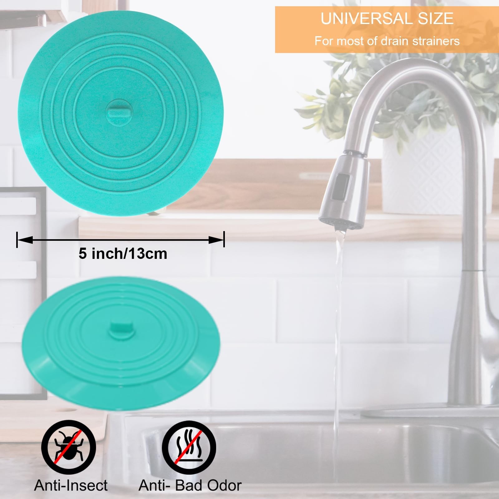 Bathtub Drain Stopper 2 Pack, 5 inches Silicone Tub Stopper Drain Cover, Bath