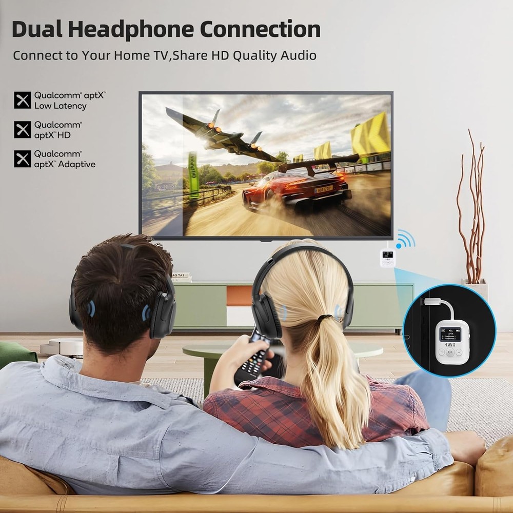SafeFly Min 3.5mm Bluetooth Transmitter - Dual Device Connection, 25 Hours Use
