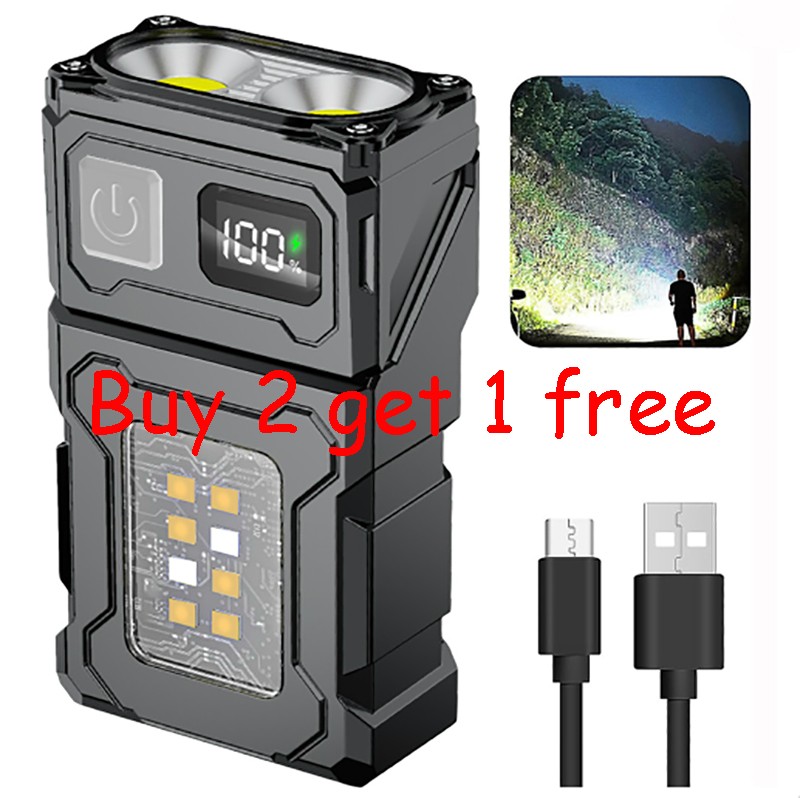 Clip Pocket LED Flashlight Magnetic USB Rechargeable Mini Torch Work Light  IPX4