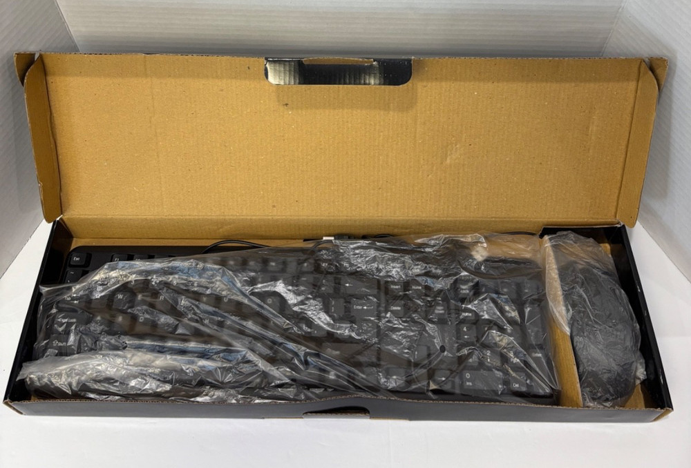 USB Wired Computer Keyboard w/ Numeric Keypad & USB Wired Mouse for PC Desktop