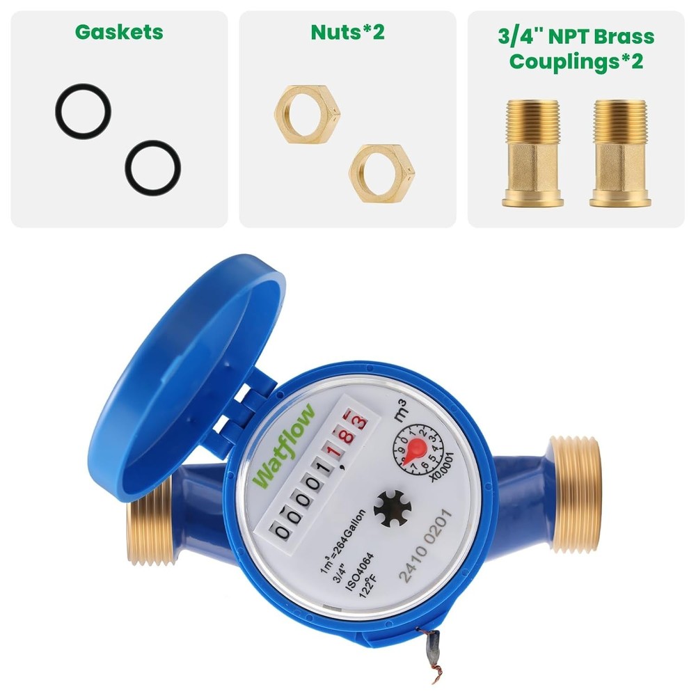 DN20 3/4" NPT Water Meter - Corrosion-Resistant with Certification