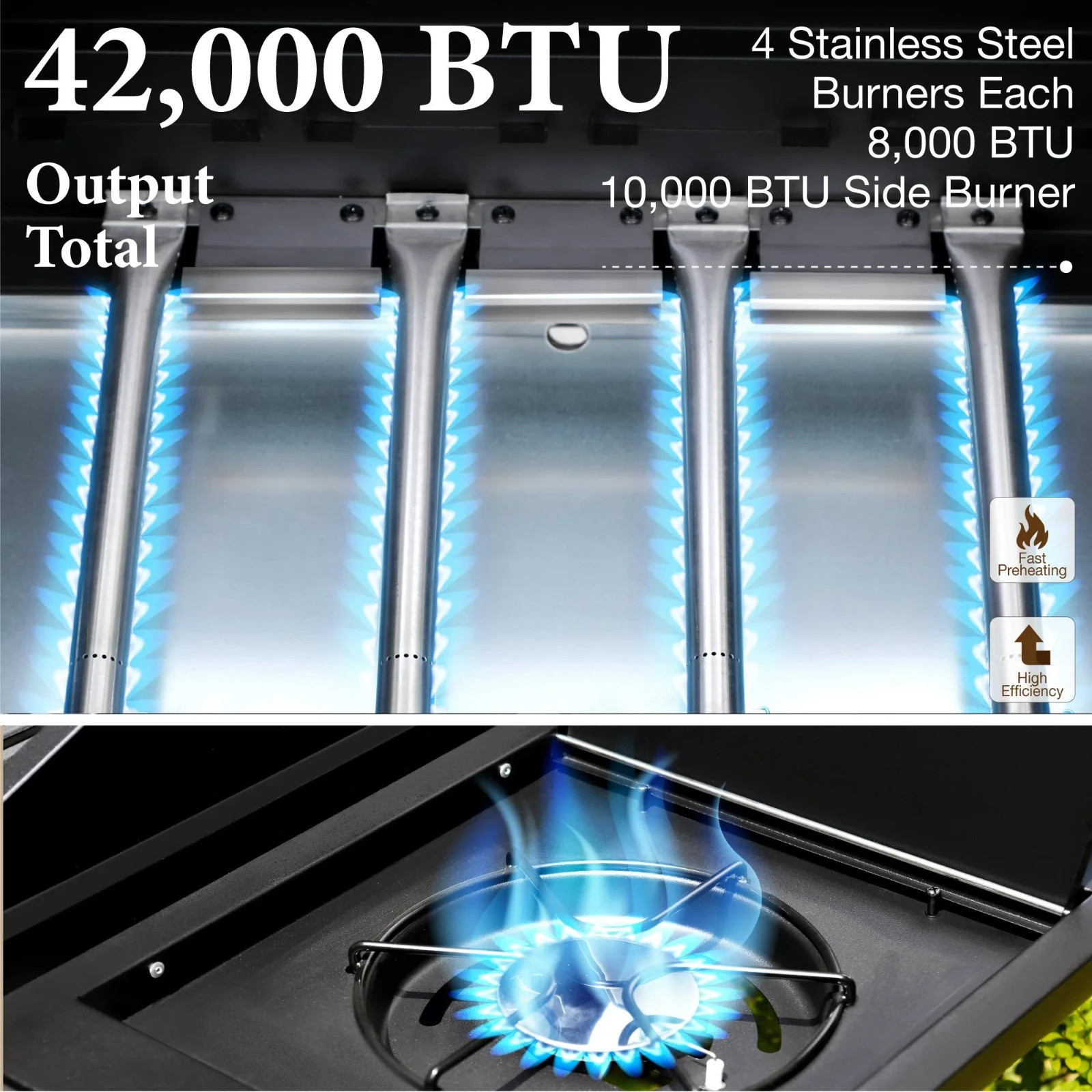 MF Studio 4 Burner Propane Gas Outdoor Grill with Side Burner Stainless Steel BB