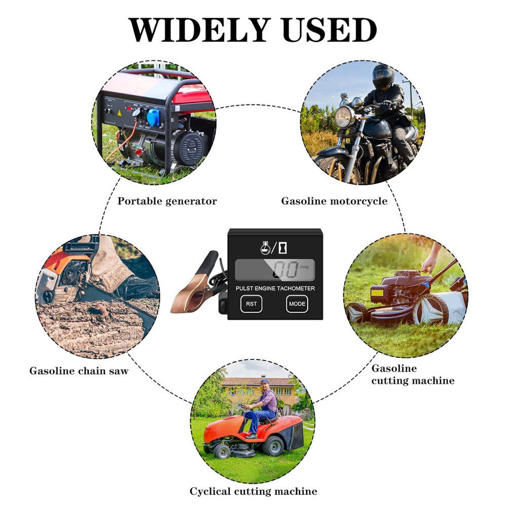 Small Digital Engine Inductive Tachometer Digital Chainsaw Replaceable Battery