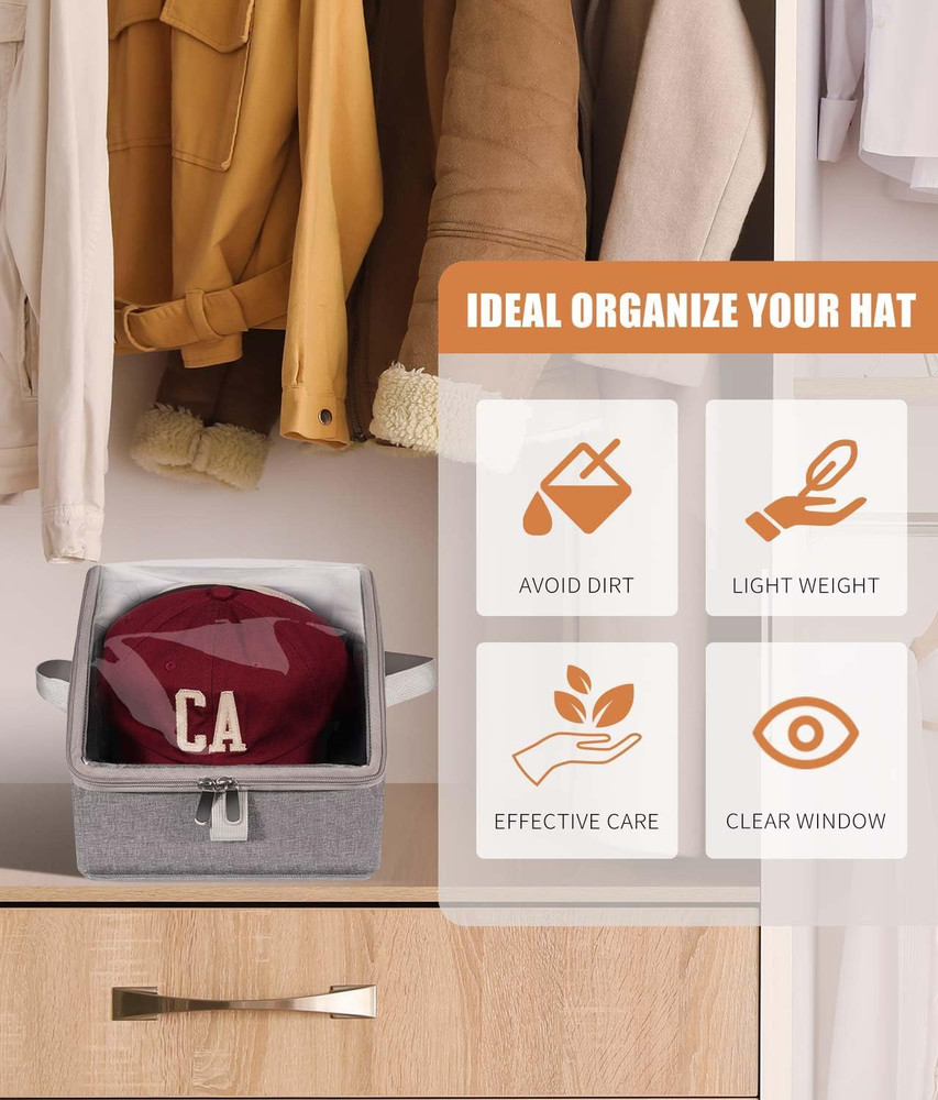 Livelab Hat Organizer for Baseball Caps, Hat Storage Holder Container for Closet