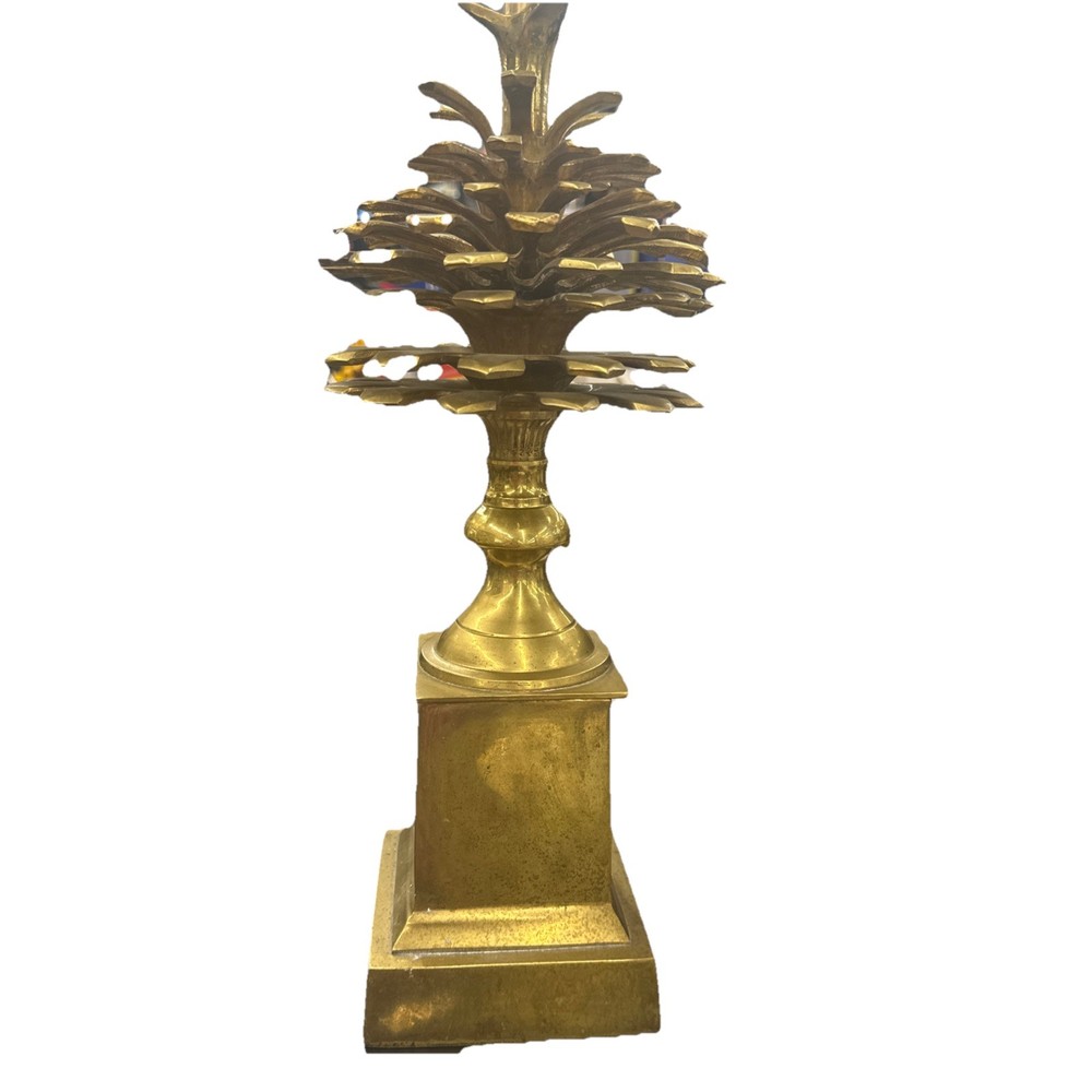 Vintage Solid Brass Pinecone Shape W/Base Table Lamp