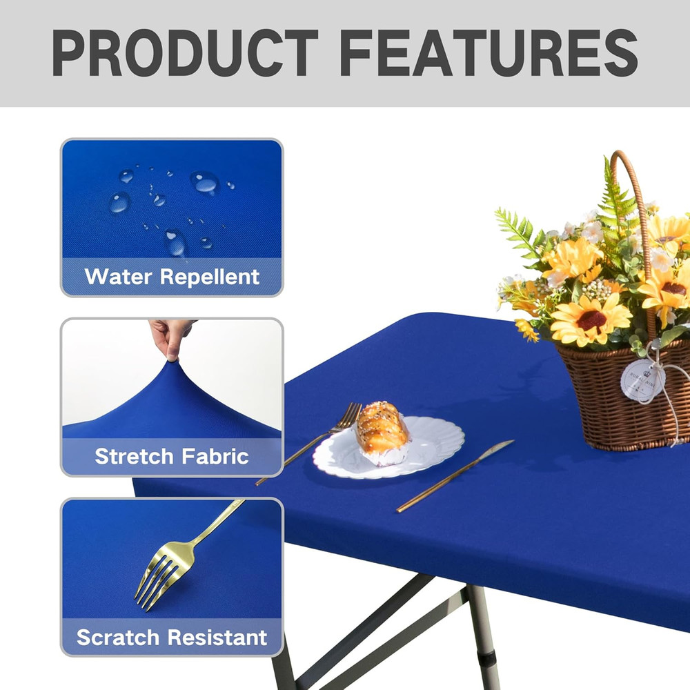 Rectangle 4Ft Fitted Table Cover Elastic Tablecloth 4Ft Stretch Spandex Table To