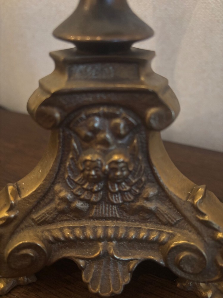 Vintage Brass Table Lamp Light 24” Tall