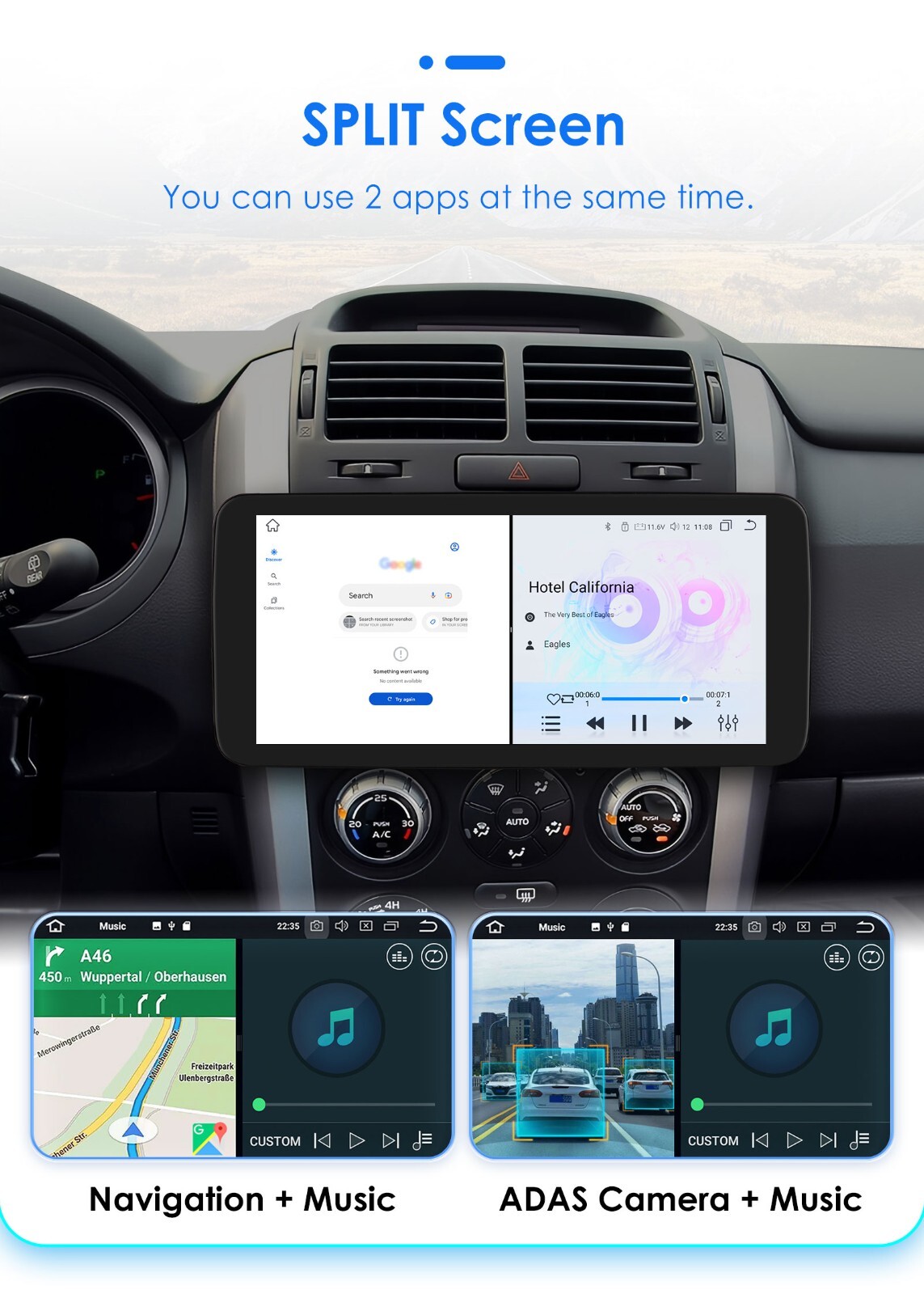 10.33” 6+64GB Android 8Core Single 1 DIN Apple Carplay Car Stereo Radio GPS DSP