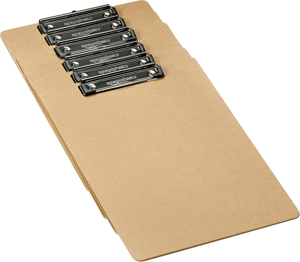 Hardboard Office Clipboard, 6-Pack, Brown
