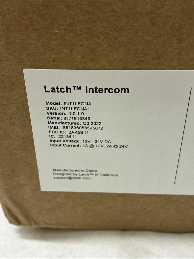 Latch Intercom Model INT1LFCNA1 - ** USED UNTESTED **