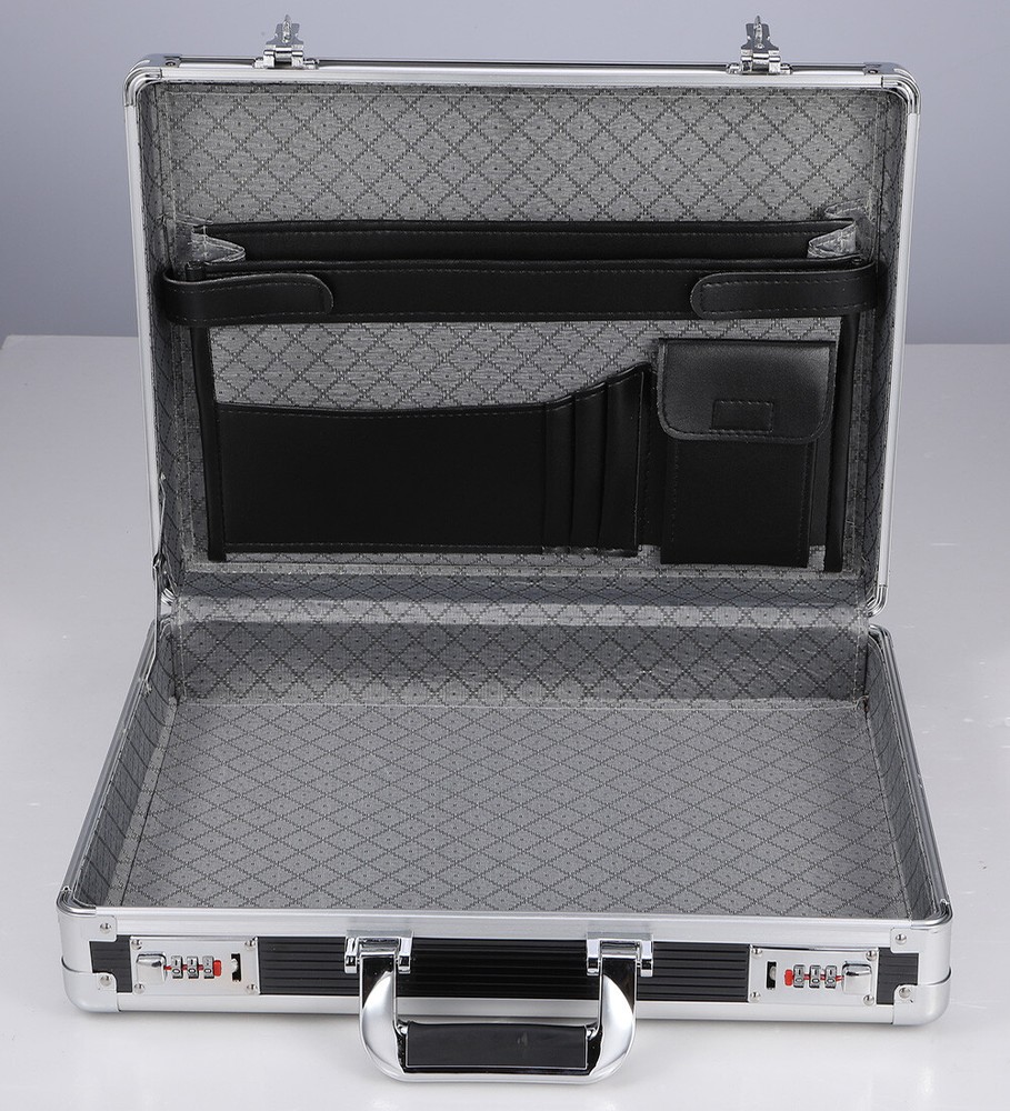 17 inch Aluminum Storage Box with Combination Lock Briefcase Security Case