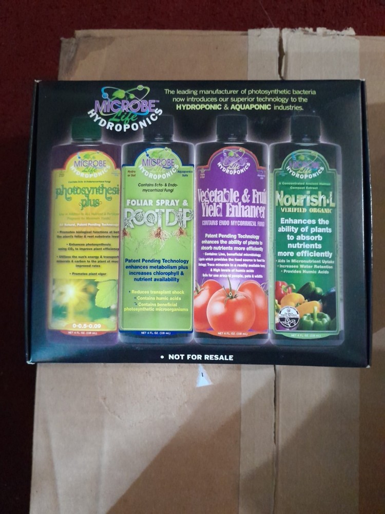 Microbe Life Hydroponics Starter Kit with 4-Ounce Sample Size 4 Bottles