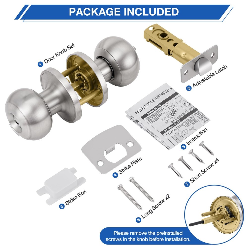 Plustool 10 Pack Brushed Nickel Door Knobs,Privacy Knob