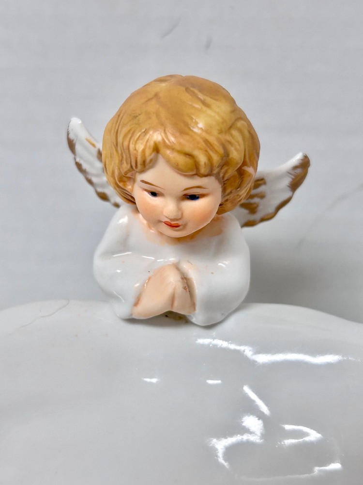 Vintage Three Angels Porcelain Candy Dish