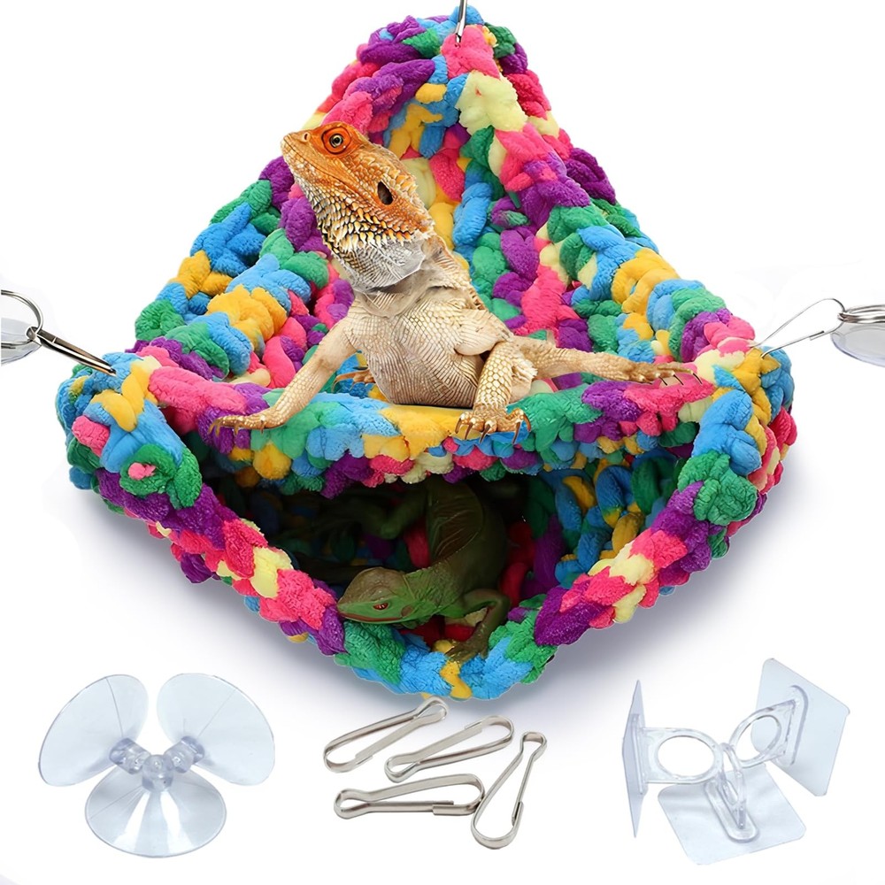 Hand-Knitted‌ Soft Lizard Hammock,Double-Layer Hammock for Bearded Dragon Tan...