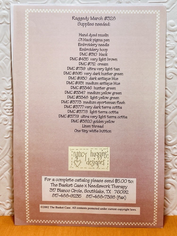 Basket Case Needlework Therapy Raggedy March Primitive Pattern Embroidery Clover