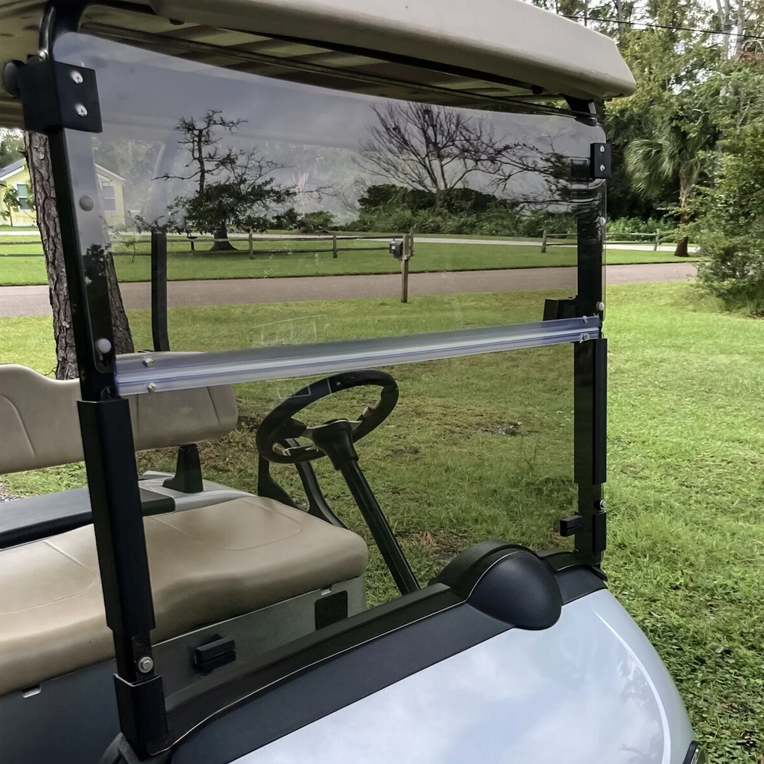 Golf Cart Tinted Polycarbonate Folding Windshield Windscreen For EZGO RXV 08-UP