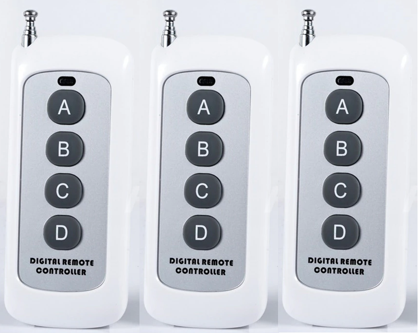 3PCS 433MHz 4 Button EV1527 Wireless Remote Control Receivers No Battery