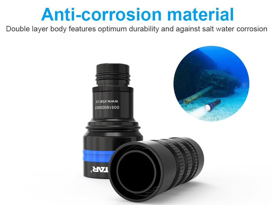 XTAR D06 1600 LED Force Beam Scuba Diving Flashlight Torch