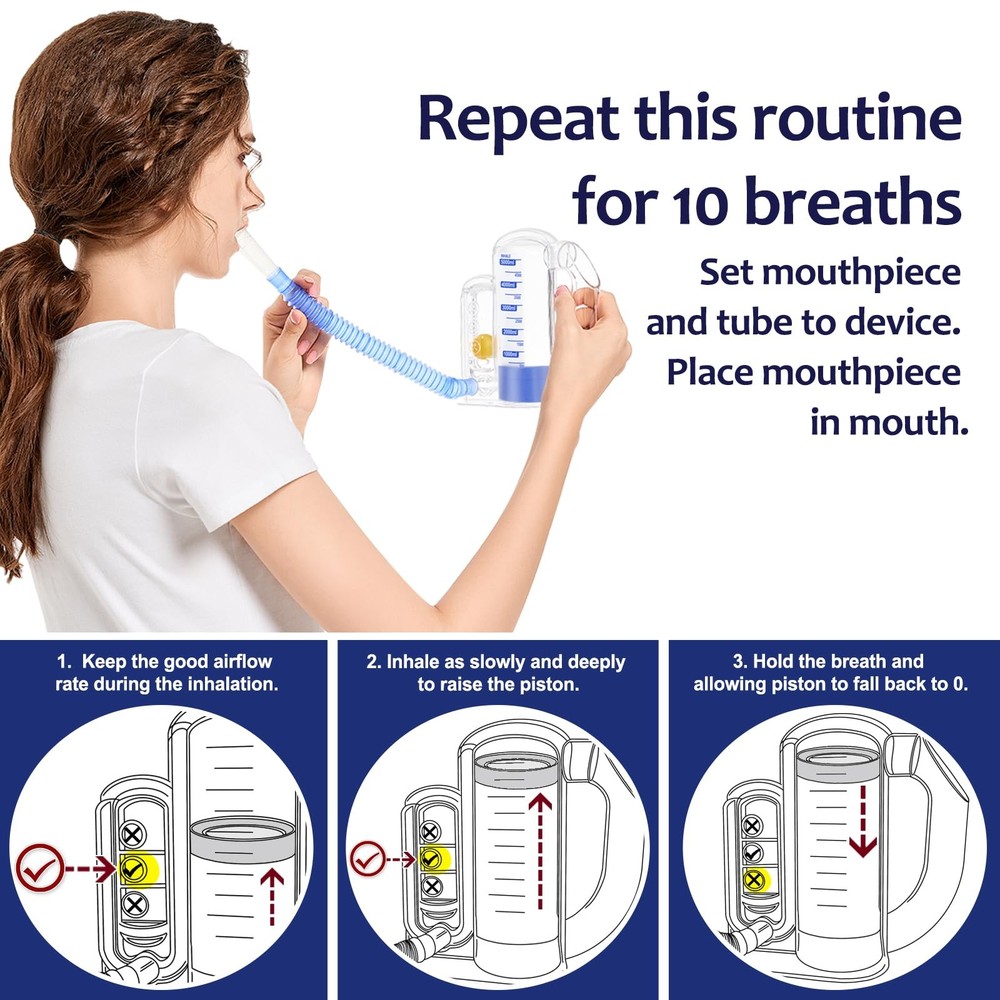 Breathing Exercise Device for Lungs, Trainer 5000ml, Transparent