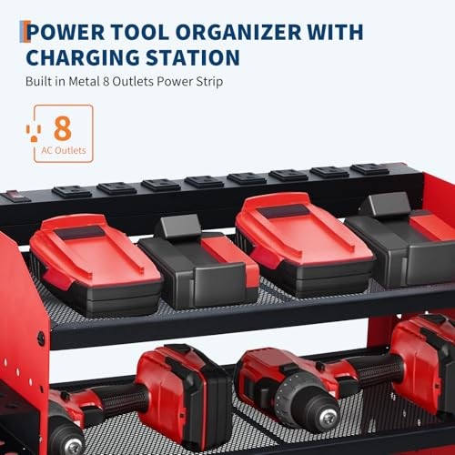 Power Tool Organizer, Drill Holder Wall Mount with Charging 3-layer 4 slots
