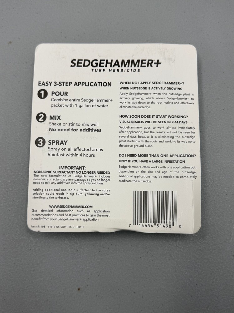 Sedgehammer + Plus Turf Herbicide 5% Halosulfuron (Nutsedge Control) - 4 Packets