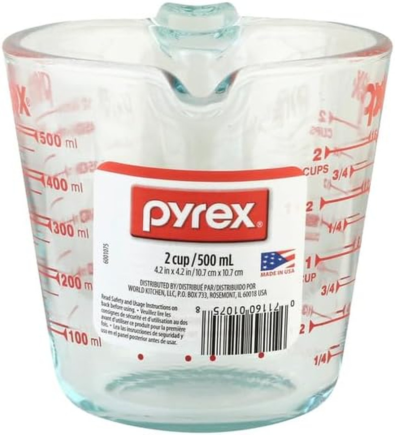 Pyrex Prepware 6001075 Measuring Cup, Red Graphics, Clear