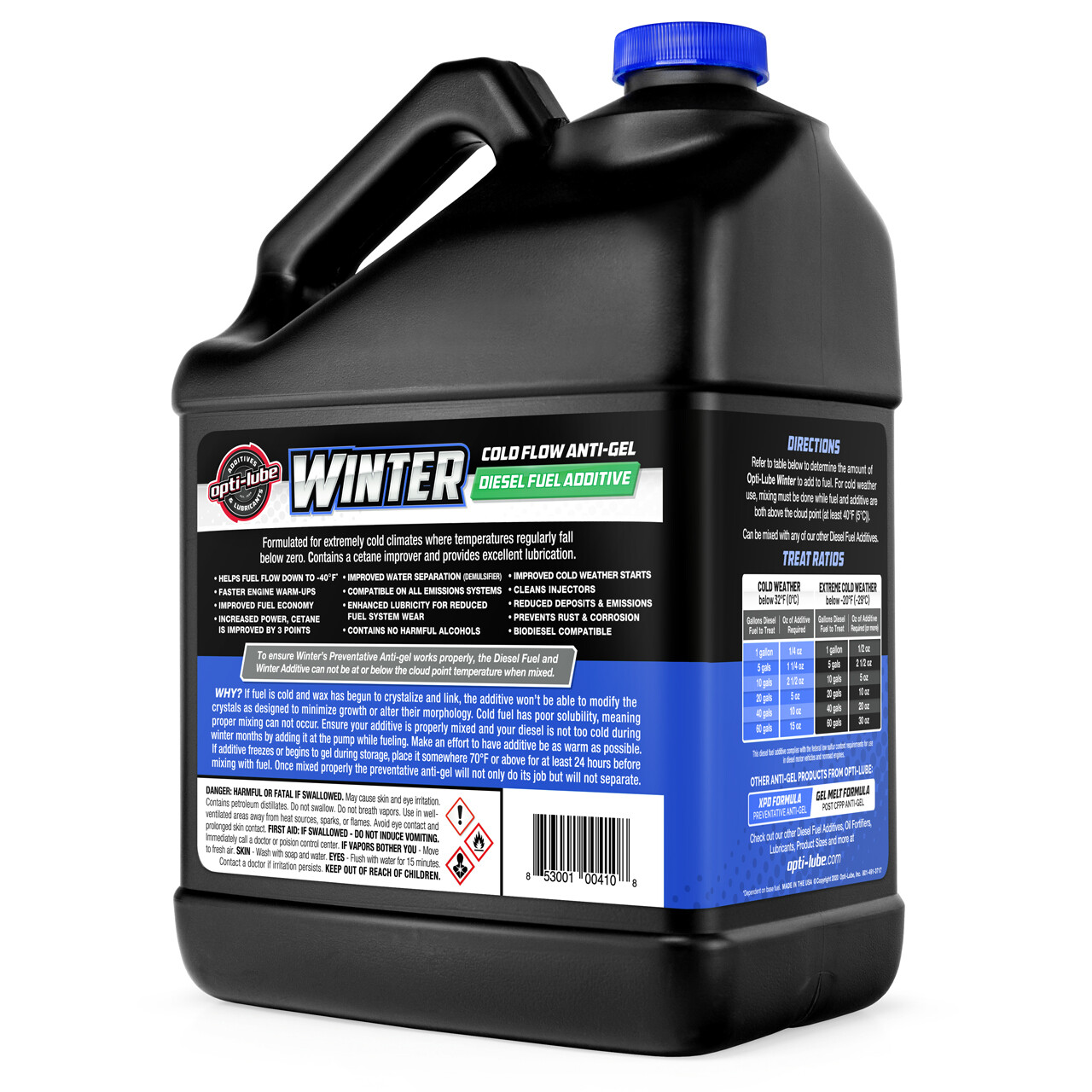 OPTI-LUBE WINTER ANTI-GEL DIESEL FUEL ADDITIVE: 1 Gallon with Accessories