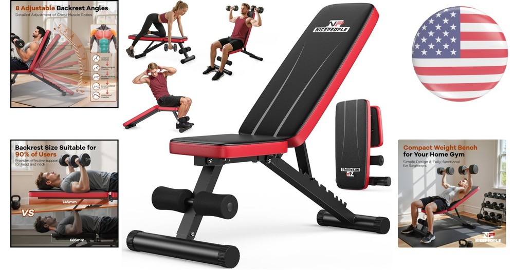 Compact and Sturdy 660LBS Capacity Workout Bench - Foldable and Adjustable
