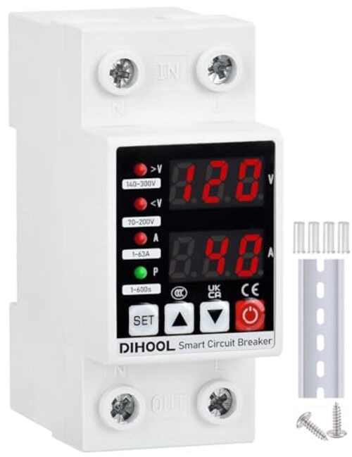 Adjustable Voltage Protector 110V 220V, Low/High Voltage Cutoff and