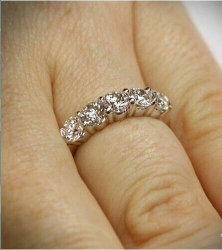 Anniversary Ring 2.50Ct Diamond 14k White Gold Wedding Band Simulated Size 5.5