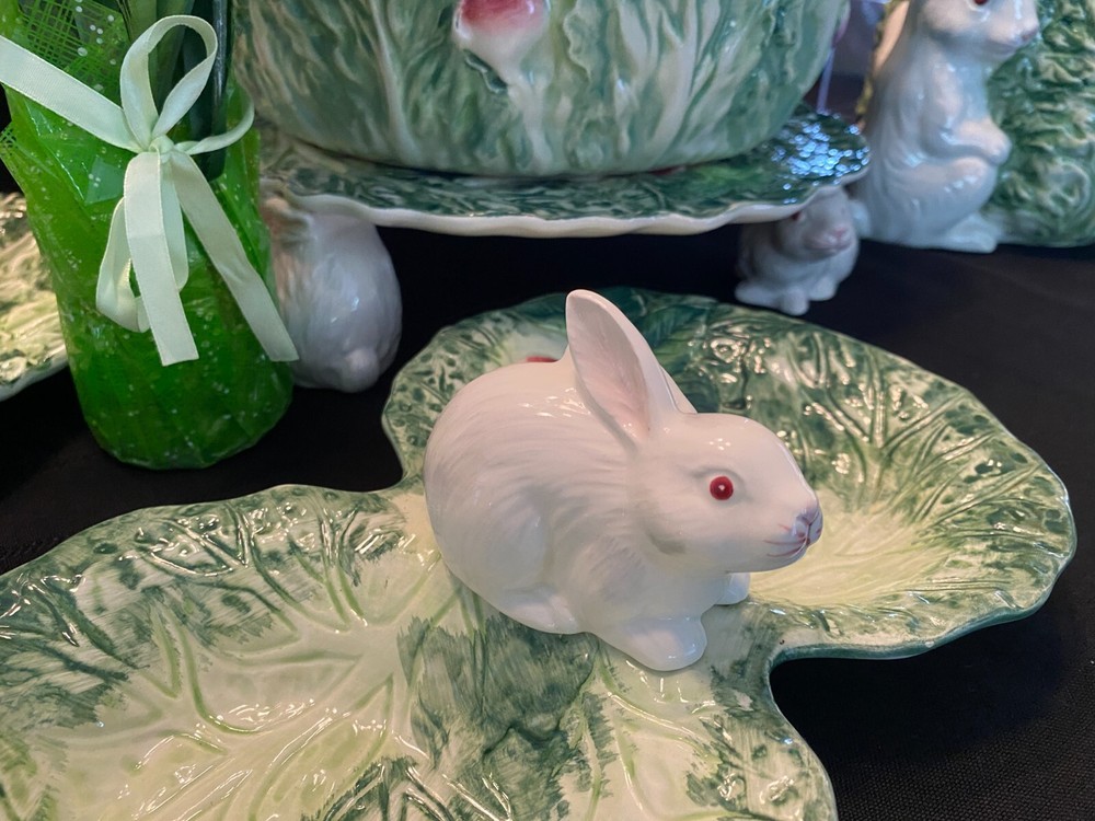 Easter Bunny, Rabbit Patch, Figural Handled 2-Part Serving Dish, Shafford Japan