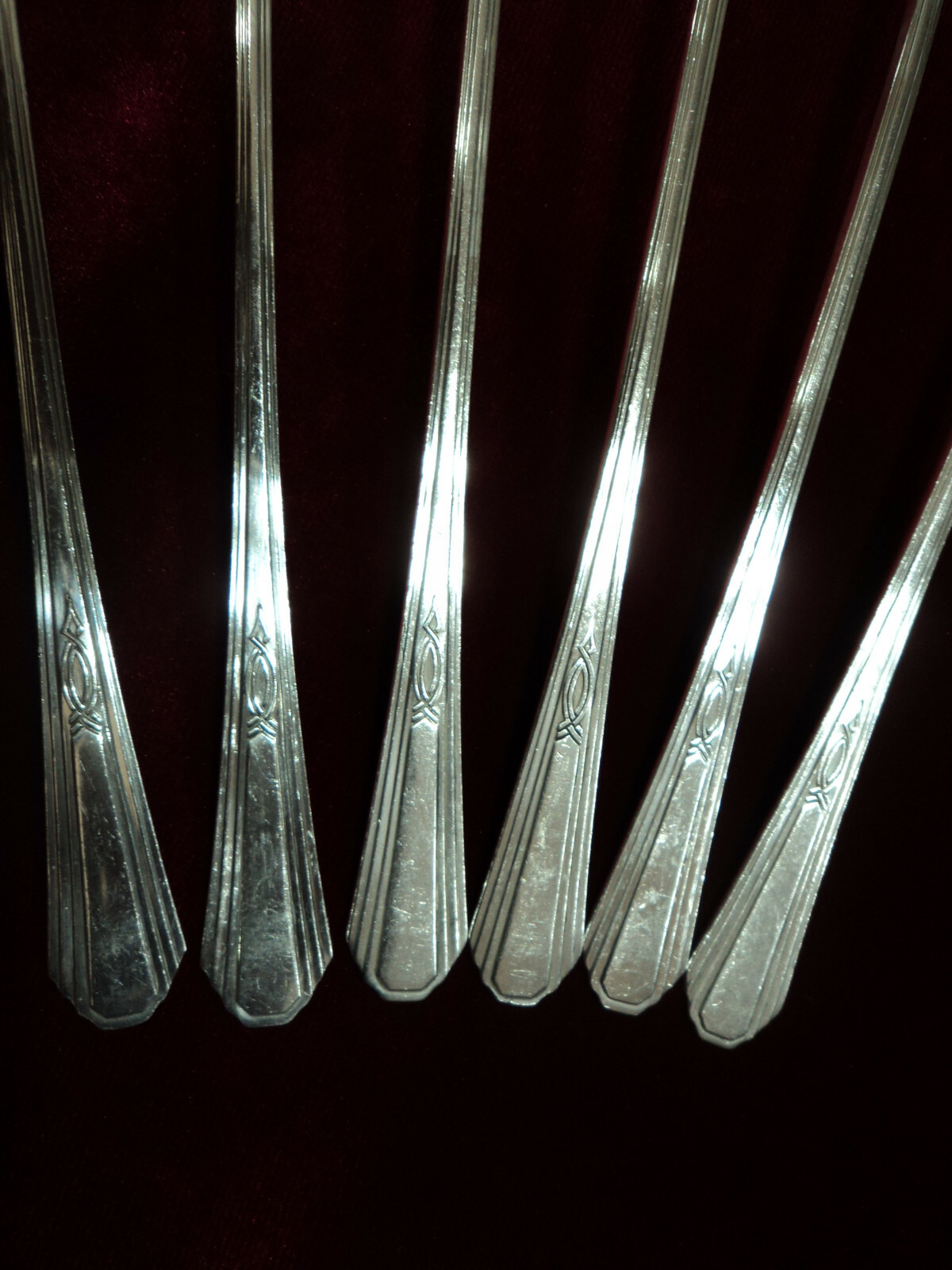 Paris Silverplate Iced Tea Spoon Set Rogers Int'l Flatware 1931 Lot of 7