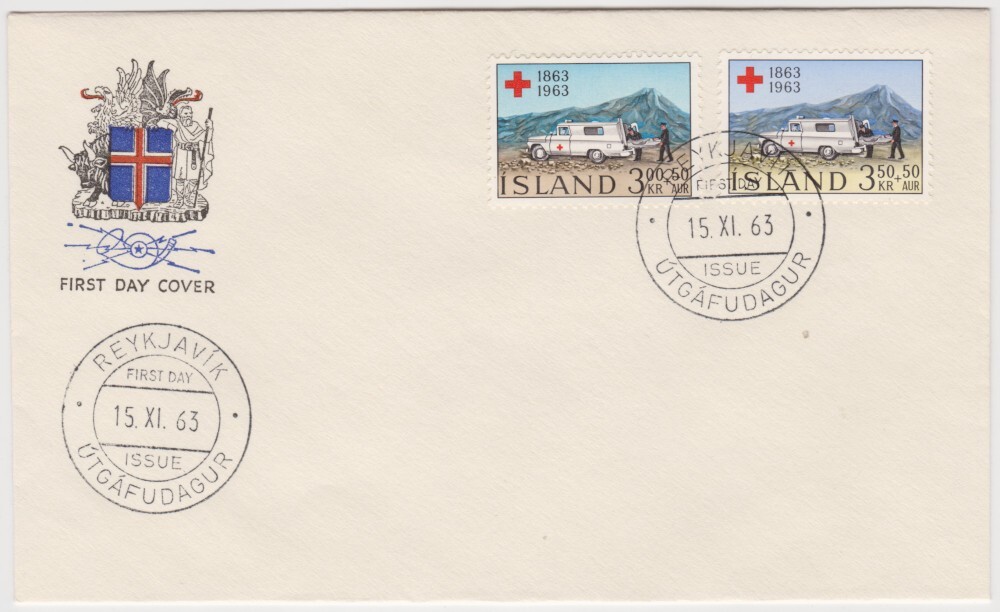 Iceland FDC 1963, Red Cross, Ambulance