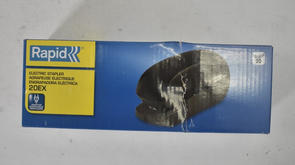 Rapid Front Loading Electric Stapler 20 Sheet Capacity Black 20EX w Adaptor