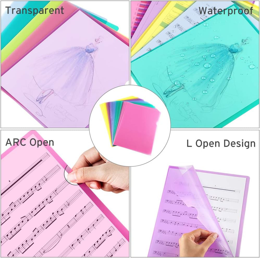 25 Pack Clear Document Folder Project Pockets, Clear Plastic Folders Letter Size