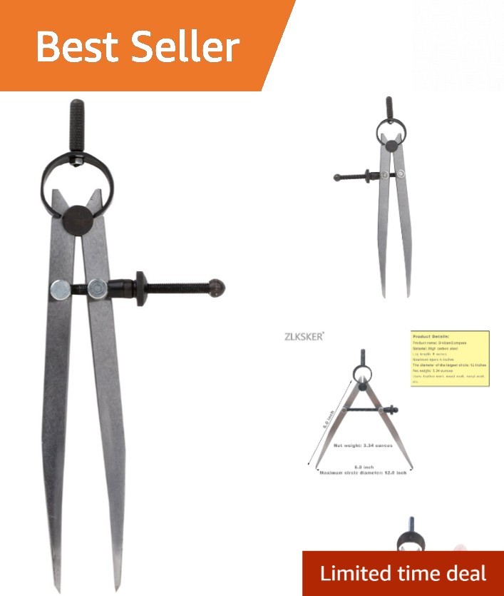 6-Inch Adjustable Lockable Steel Divider Compass for Precise Measurements