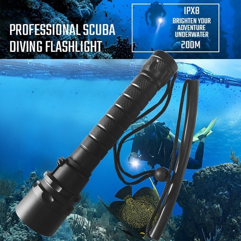 500M Diving Flashlight Torch 5LED UnderWater Depth Scuba Diving Torch US